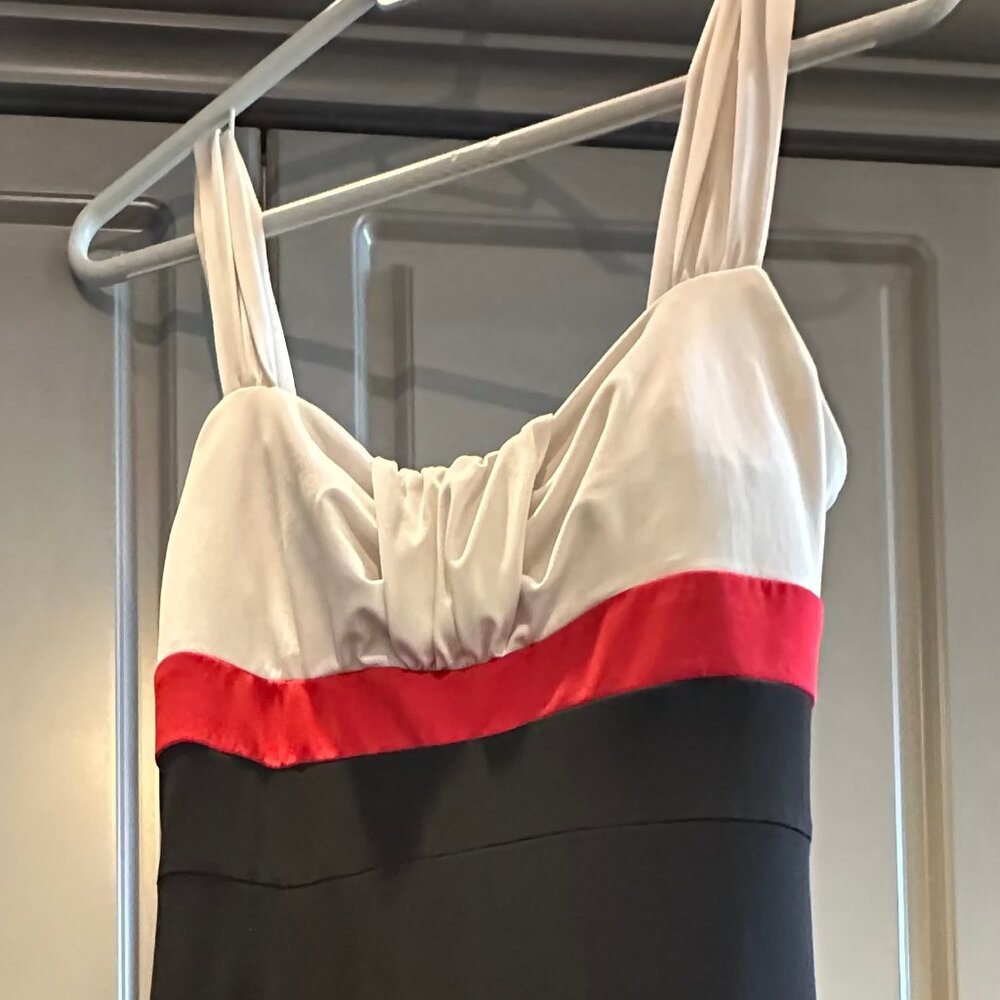 Le Château White, Red & Black Dress | Size Large | Stretch Fit